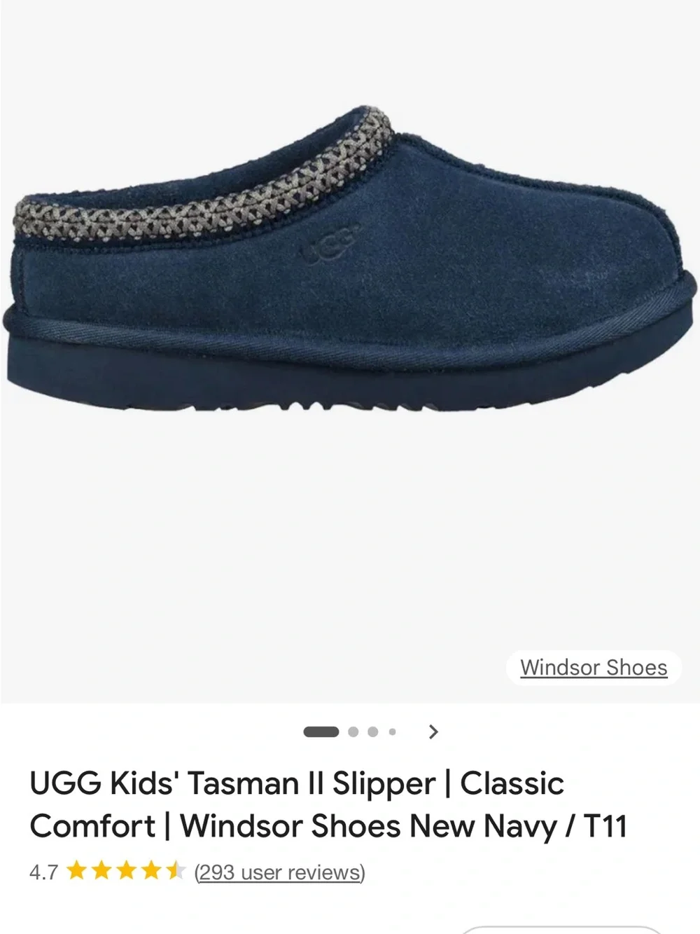 UGG Kids Tasman II Slip-On Slipper in Navy with Contrast Trim